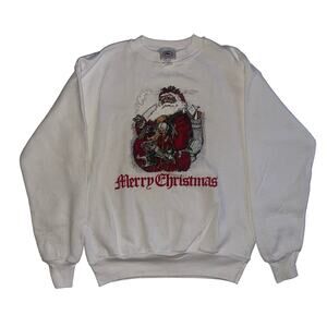 Vintage Santa Claus Merry Christmas Holiday All American Activewear Sweatshirt
